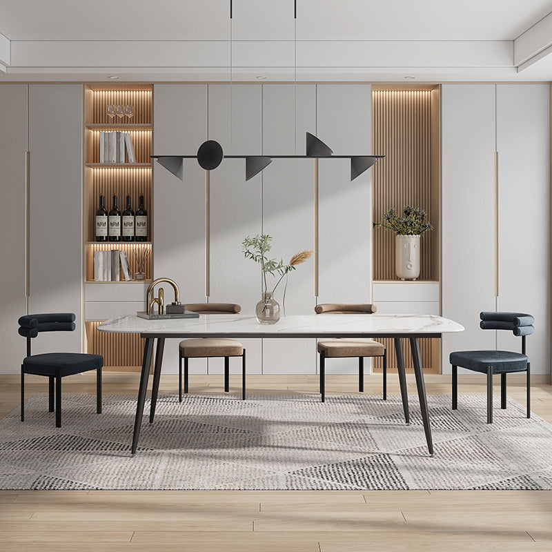 Silla lateral casera de estilo moderno Silla tapizada de comedor de diseño con respaldo abierto
