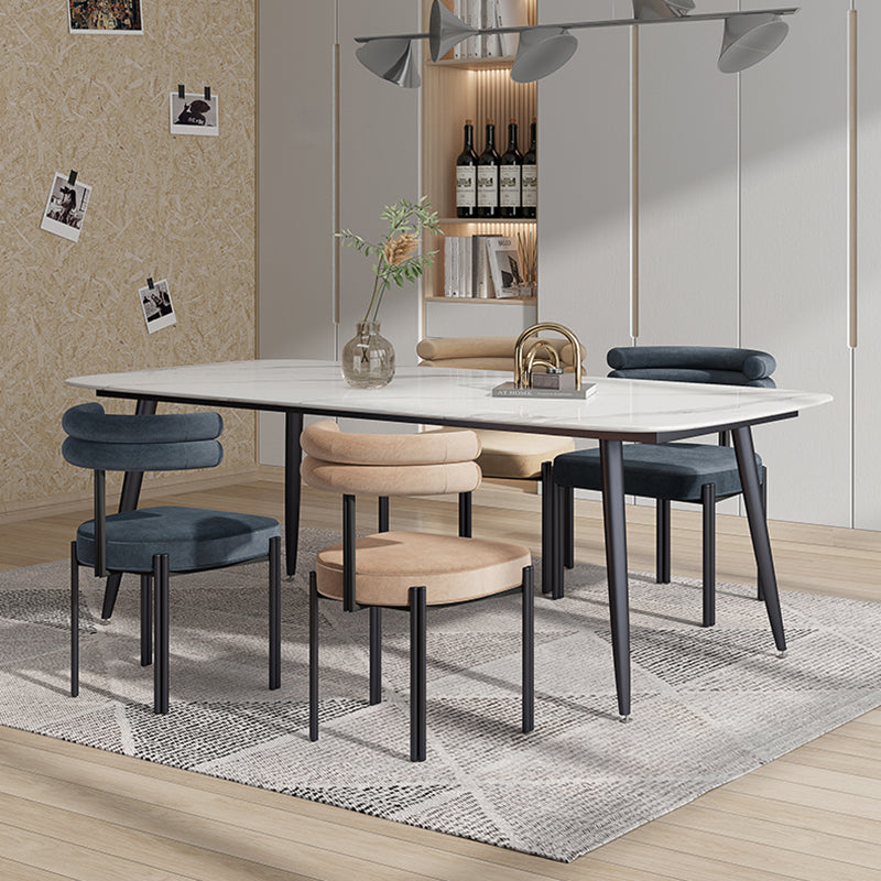 Silla lateral casera de estilo moderno Silla tapizada de comedor de diseño con respaldo abierto