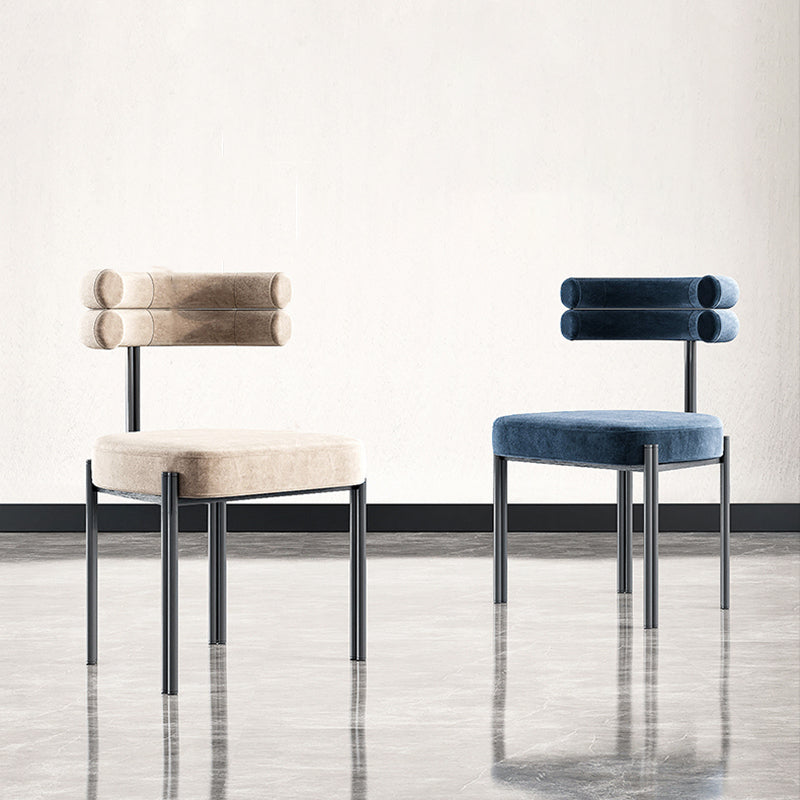 Silla lateral casera de estilo moderno Silla tapizada de comedor de diseño con respaldo abierto