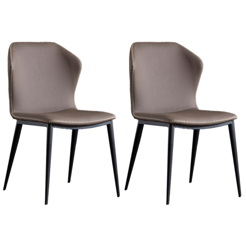 Inicio Sillas de comedor sin brazos Sillas laterales tapizadas con patas de metal (juego de 2)