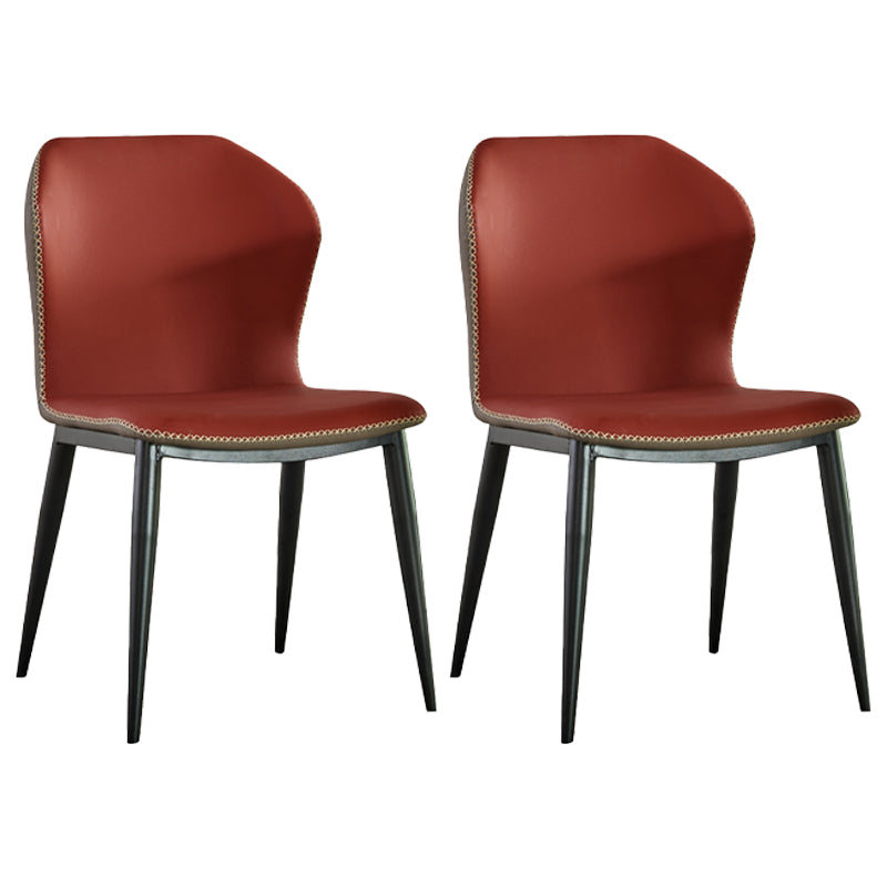 Inicio Sillas de comedor sin brazos Sillas laterales tapizadas con patas de metal (juego de 2)