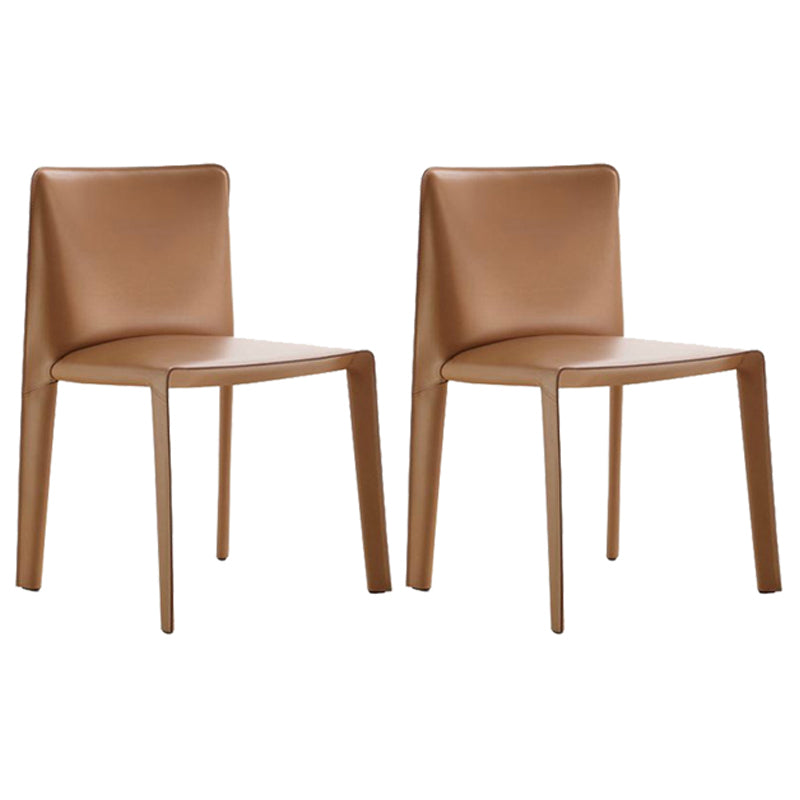 Silla auxiliar de cuero estilo diseñador, acabado mate, respaldo sólido, silla de comedor (juego de 2)