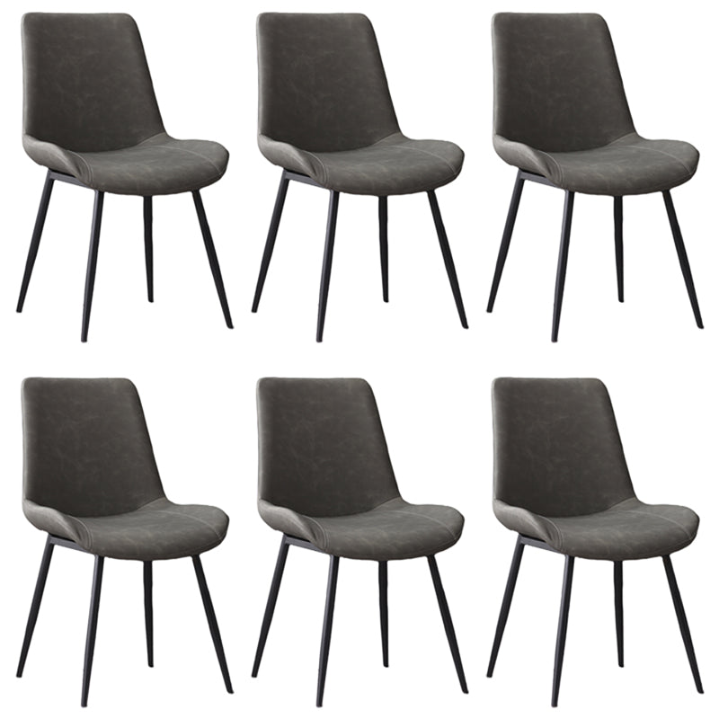 Contemporary Leather Side Chair Matte Finish Solid Back Dining Chair