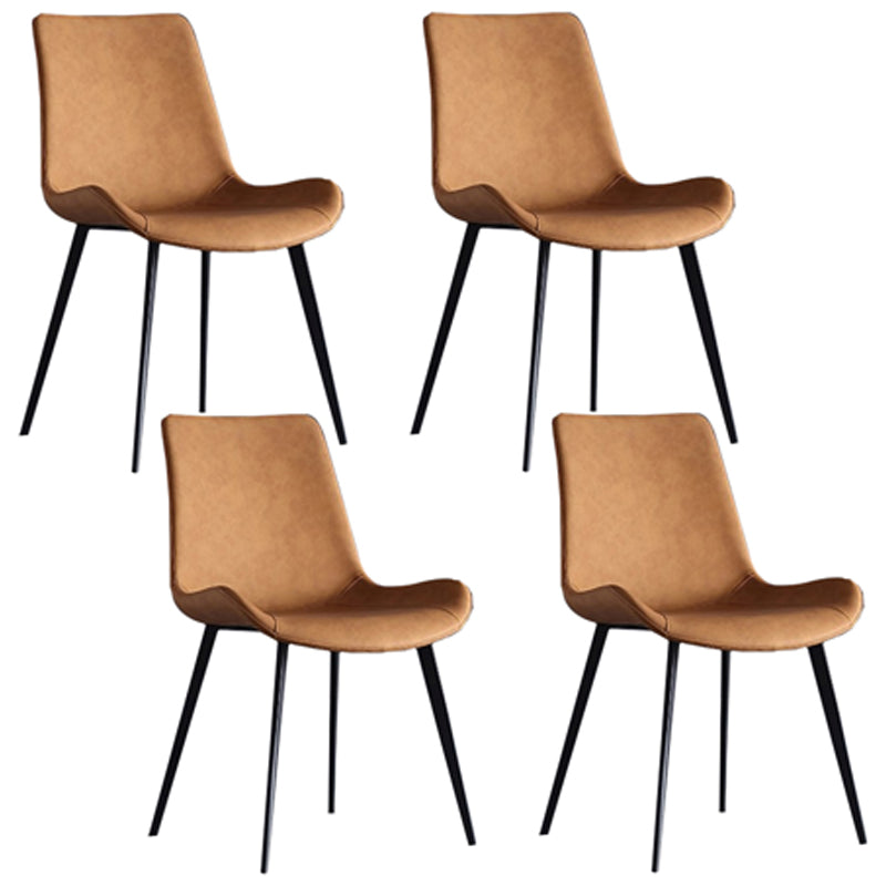 Contemporary Leather Side Chair Matte Finish Solid Back Dining Chair