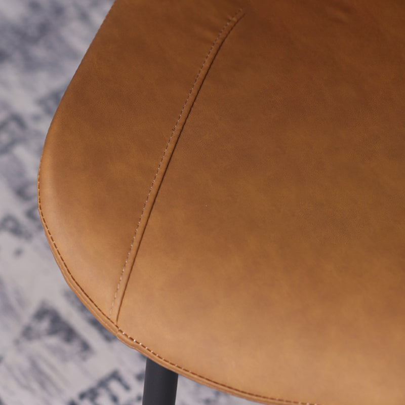 Contemporary Leather Side Chair Matte Finish Solid Back Dining Chair