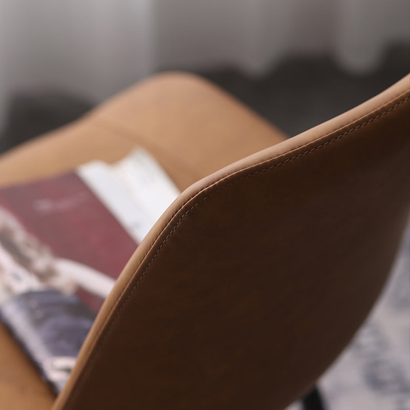 Contemporary Leather Side Chair Matte Finish Solid Back Dining Chair