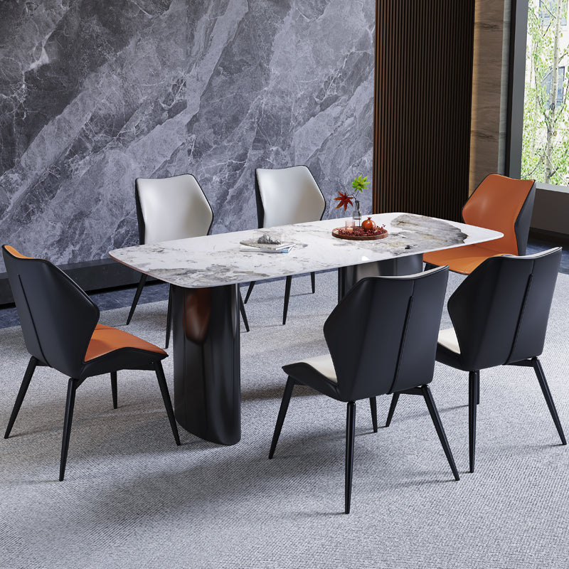 Silla auxiliar de cuero contemporánea para el hogar Silla de comedor con respaldo orejero (juego de 2)