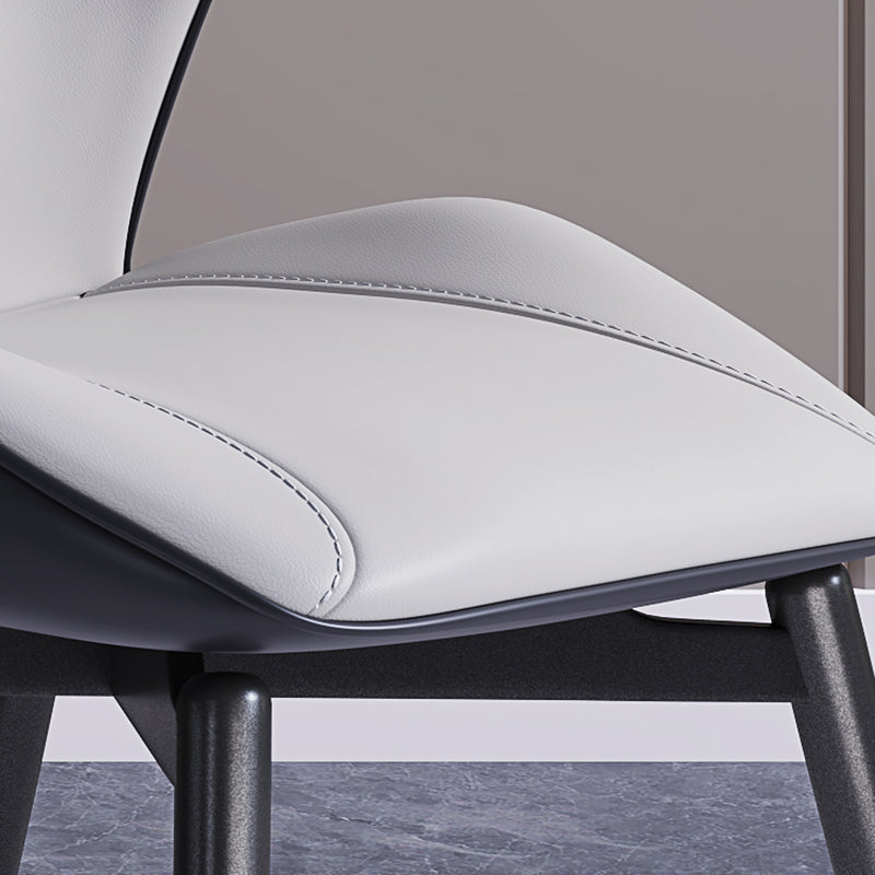 Silla auxiliar de cuero contemporánea para el hogar Silla de comedor con respaldo orejero (juego de 2)