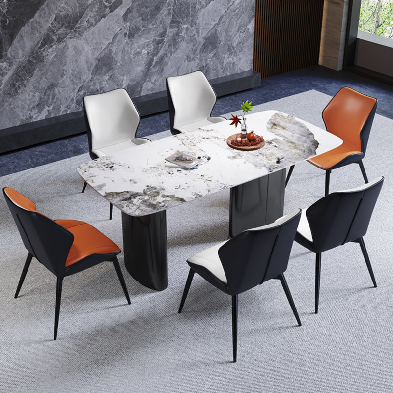 Silla auxiliar de cuero contemporánea para el hogar Silla de comedor con respaldo orejero (juego de 2)