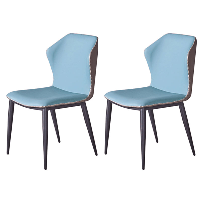 Silla auxiliar moderna de cuero para el hogar, sillas de comedor con respaldo de alas y acabado mate (juego de 2)