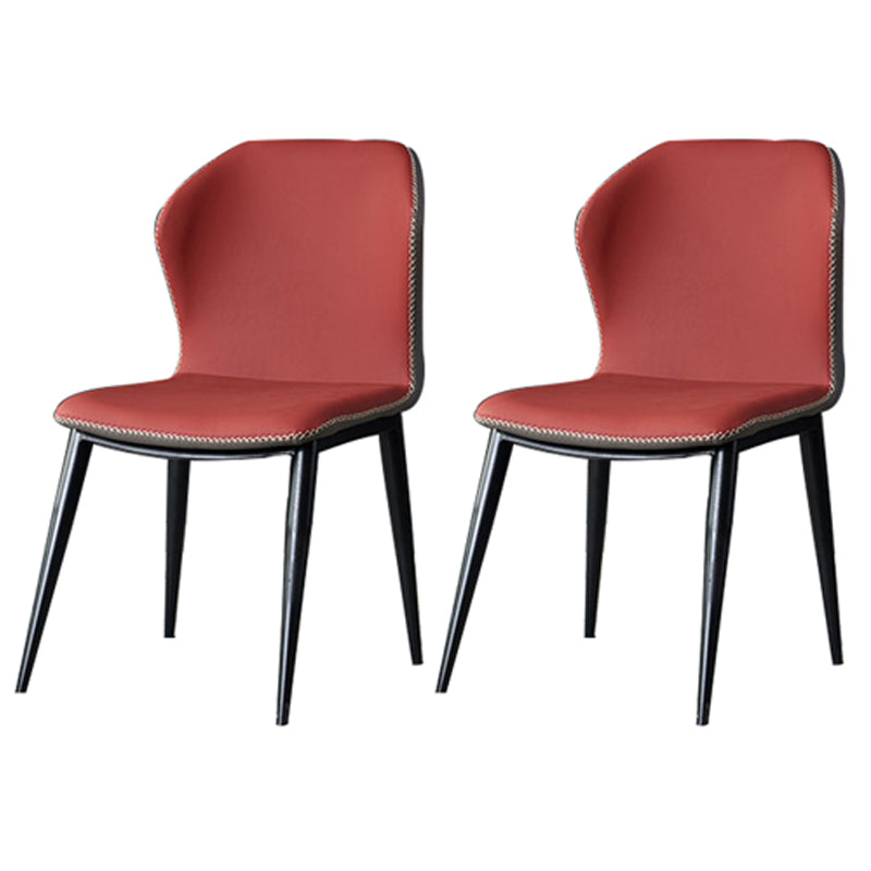 Silla auxiliar moderna de cuero para el hogar, sillas de comedor con respaldo de alas y acabado mate (juego de 2)