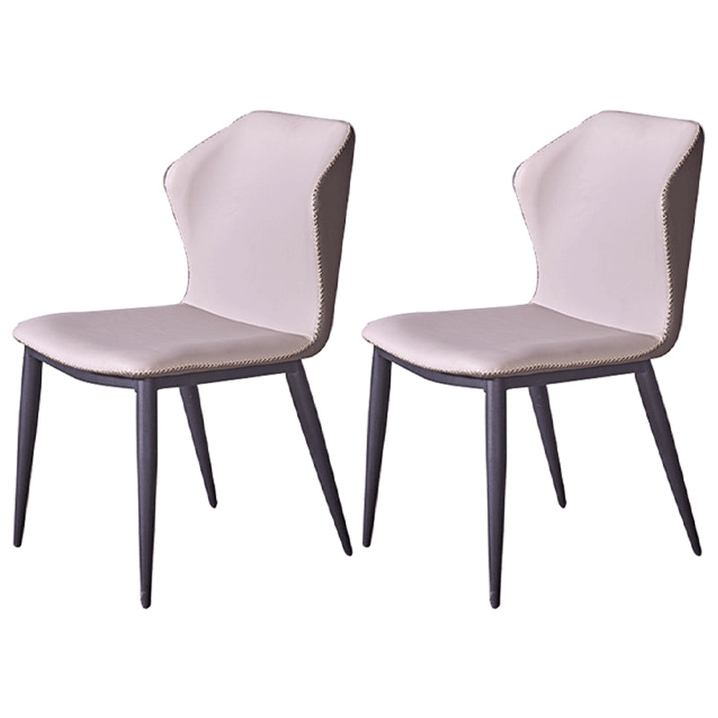 Silla auxiliar moderna de cuero para el hogar, sillas de comedor con respaldo de alas y acabado mate (juego de 2)