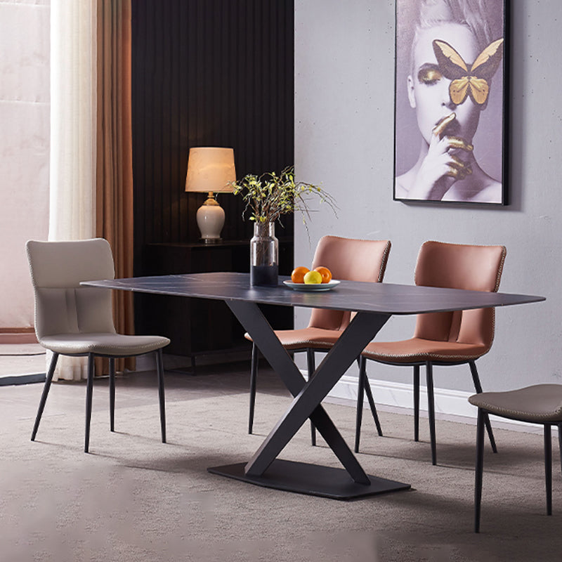 Chaise d'appoint contemporaine en cuir Chaise de salle à manger à dossier solide (Ensemble de 2)