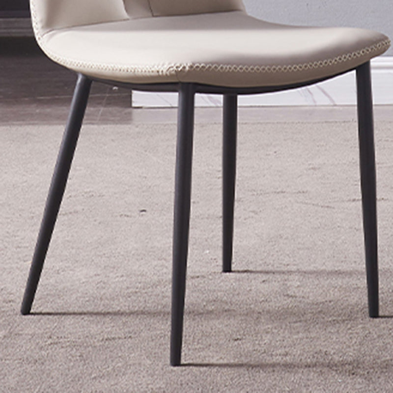 Chaise d'appoint contemporaine en cuir Chaise de salle à manger à dossier solide (Ensemble de 2)