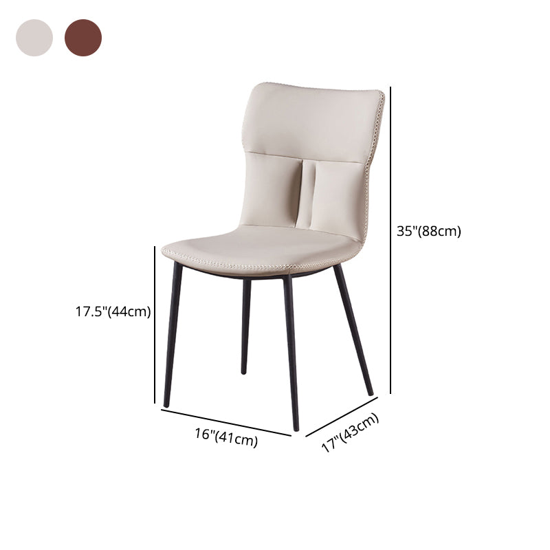 Chaise d'appoint contemporaine en cuir Chaise de salle à manger à dossier solide (Ensemble de 2)