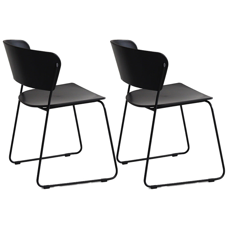 Chaise de salle à manger en métal de style contemporain Chaise de salle à manger sans accoudoirs (Ensemble de 2)