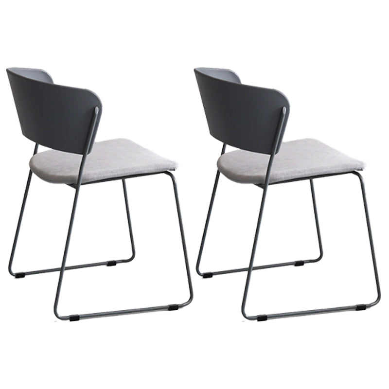 Chaise de salle à manger en métal de style contemporain Chaise de salle à manger sans accoudoirs (Ensemble de 2)