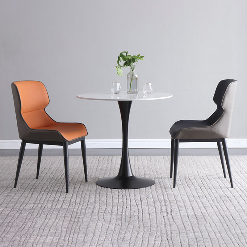 Contemporary Leather Side Chair Matte Finish Wingback Dining Chair (Set of 2)