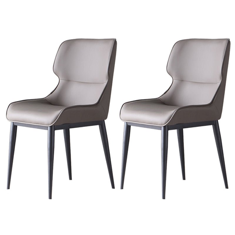 Contemporary Leather Side Chair Matte Finish Wingback Dining Chair (Set of 2)