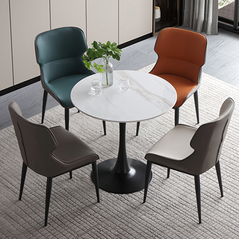 Contemporary Leather Side Chair Matte Finish Wingback Dining Chair (Set of 2)