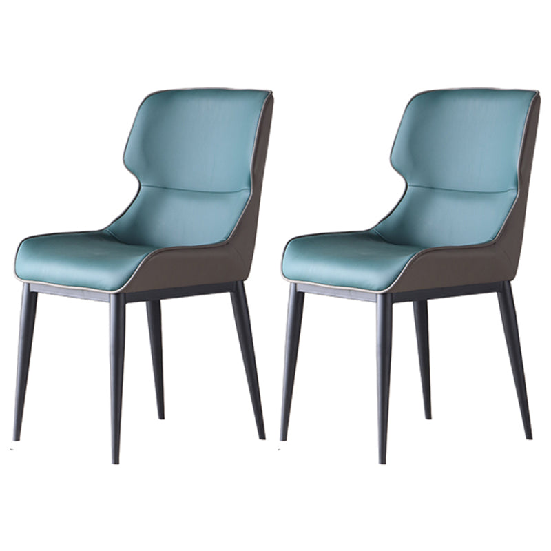 Contemporary Leather Side Chair Matte Finish Wingback Dining Chair (Set of 2)