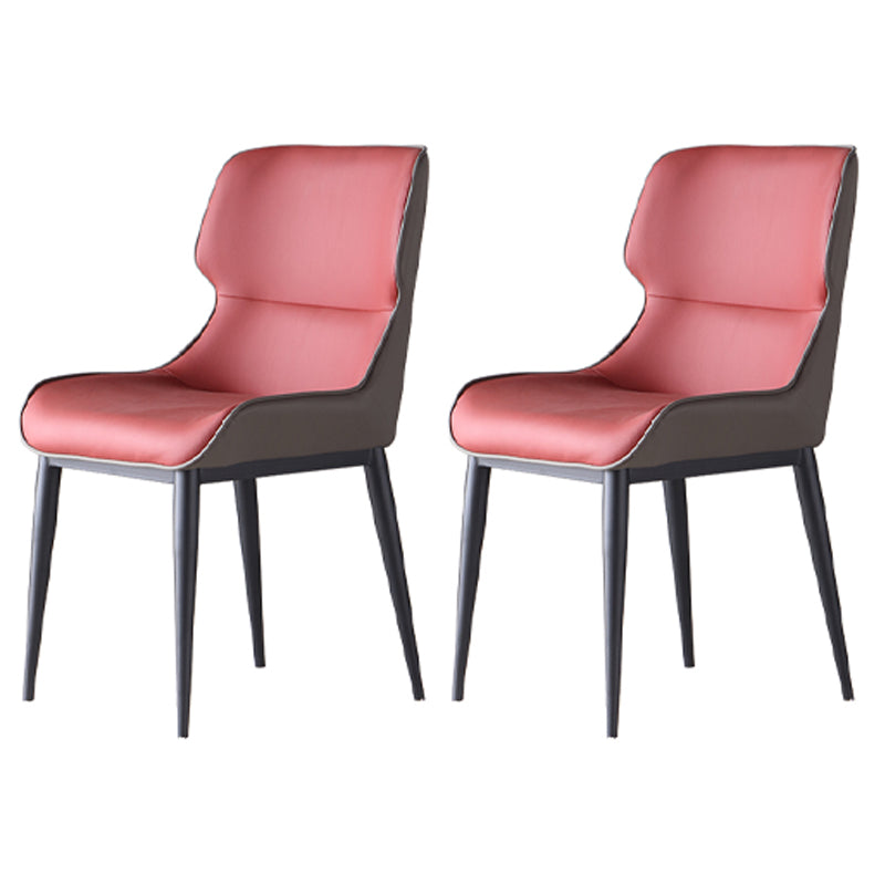 Contemporary Leather Side Chair Matte Finish Wingback Dining Chair (Set of 2)