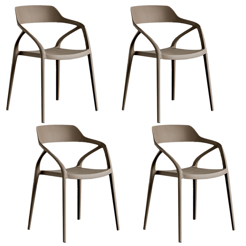 Contemporary Style Plastic Dining Chairs Dining Open Back Arm Side Chair for Kitchen