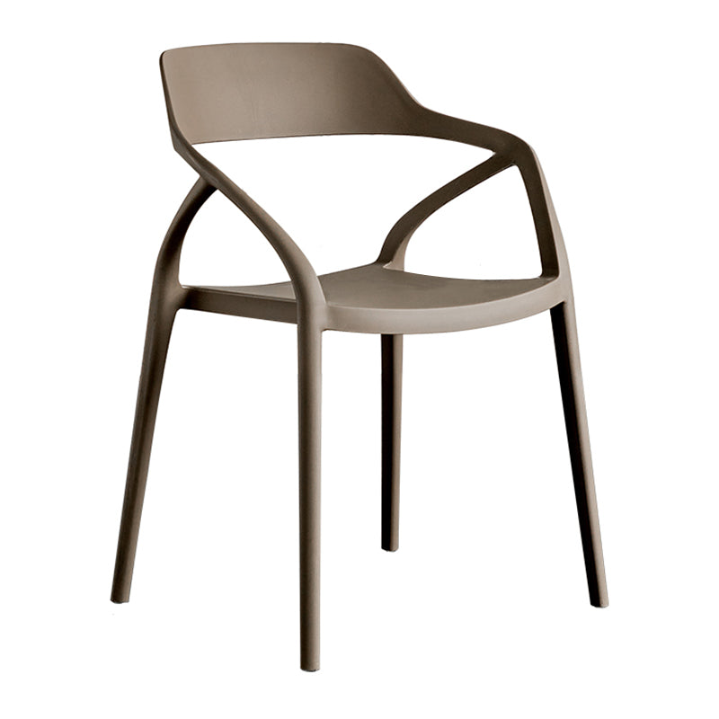 Contemporary Style Plastic Dining Chairs Dining Open Back Arm Side Chair for Kitchen