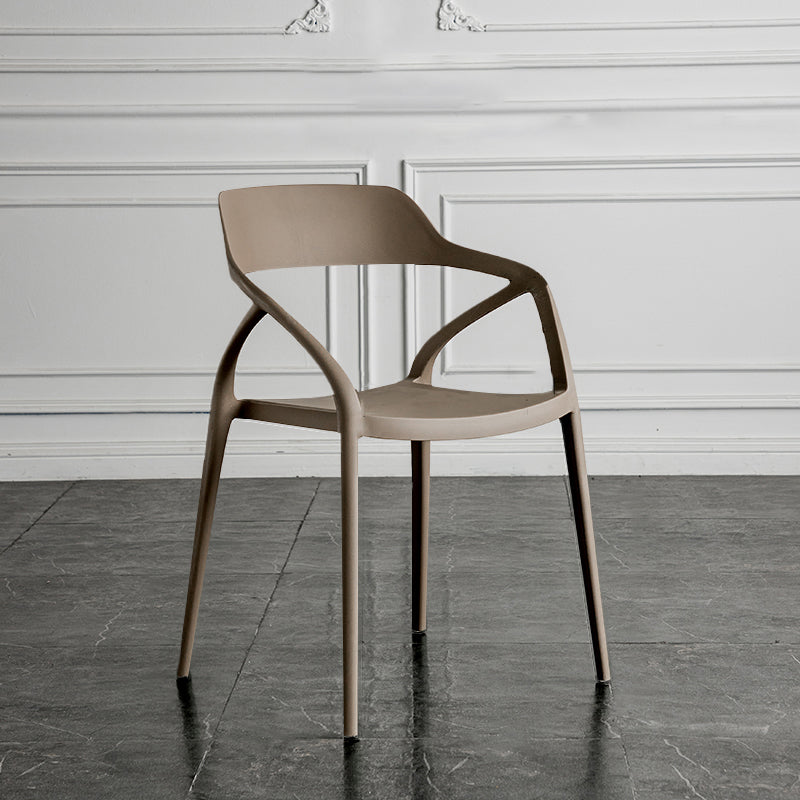 Contemporary Style Plastic Dining Chairs Dining Open Back Arm Side Chair for Kitchen