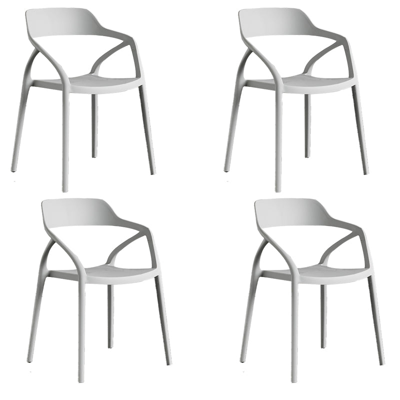 Contemporary Style Plastic Dining Chairs Dining Open Back Arm Side Chair for Kitchen