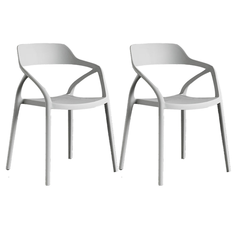 Contemporary Style Plastic Dining Chairs Dining Open Back Arm Side Chair for Kitchen