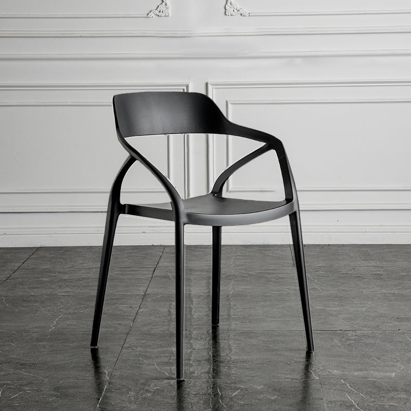 Contemporary Style Plastic Dining Chairs Dining Open Back Arm Side Chair for Kitchen