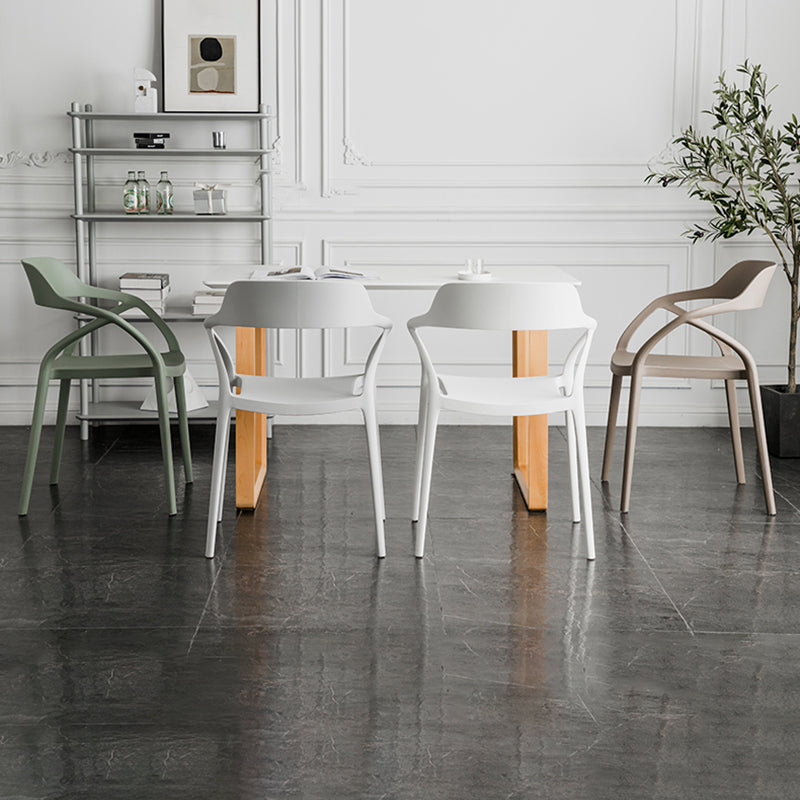 Contemporary Style Plastic Dining Chairs Dining Open Back Arm Side Chair for Kitchen