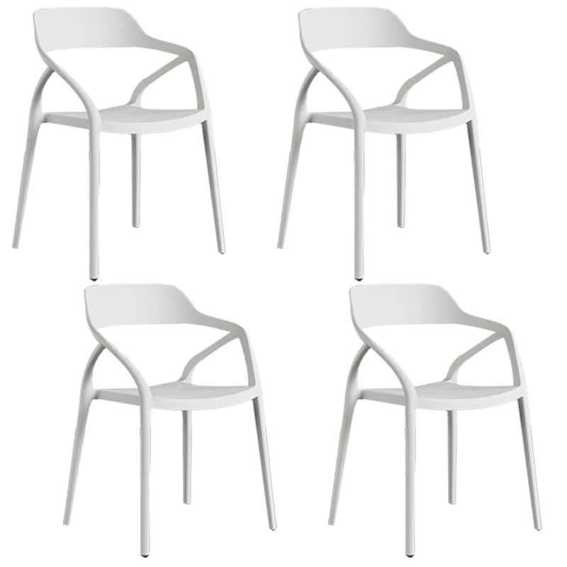 Contemporary Style Plastic Dining Chairs Dining Open Back Arm Side Chair for Kitchen