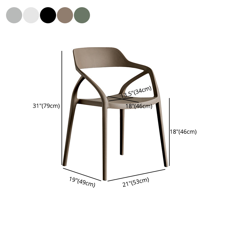 Contemporary Style Plastic Dining Chairs Dining Open Back Arm Side Chair for Kitchen