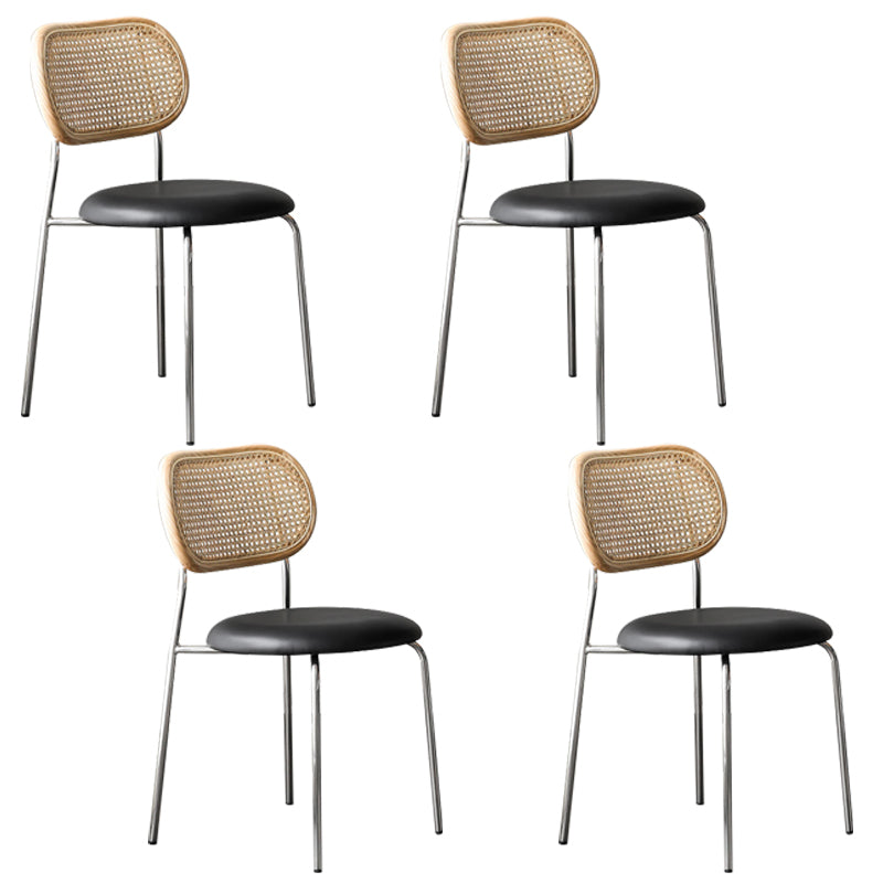 Juegos de sillas de metal estilo moderno Sillas laterales con respaldo abierto para comedor