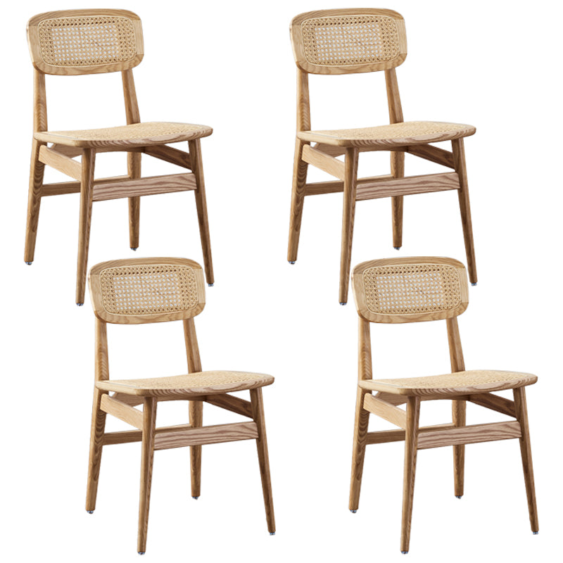 Silla de madera de fresno de estilo tradicional, juego de sillas laterales con respaldo abierto para comedor