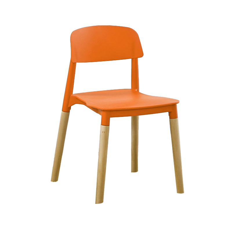 Silla de comedor sin brazos de plástico para el hogar, respaldo abierto, sillas laterales con patas de madera