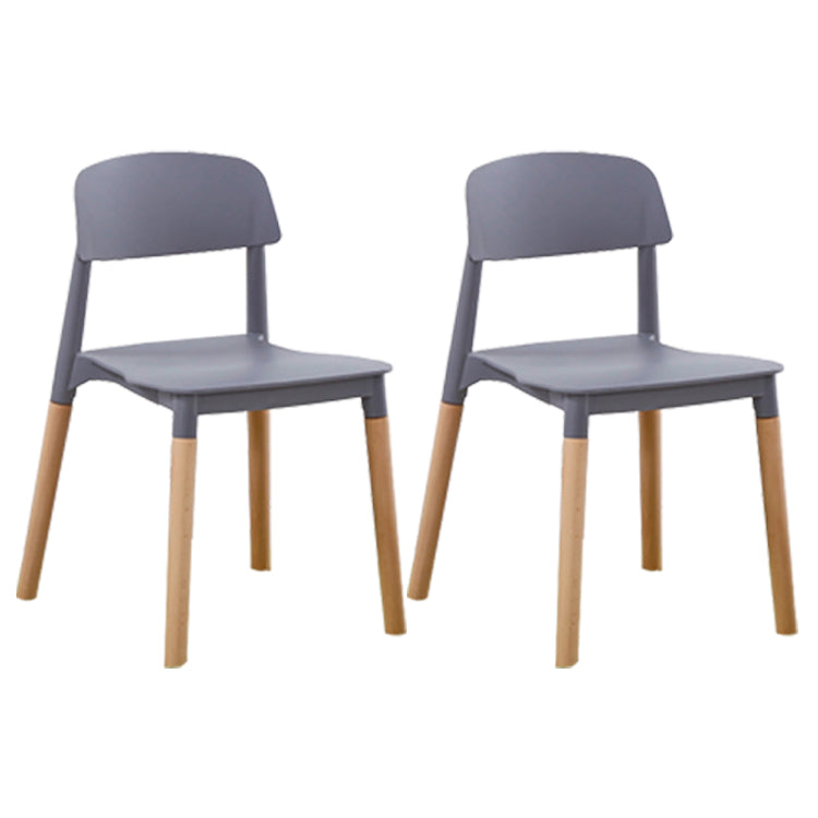 Silla de comedor sin brazos de plástico para el hogar, respaldo abierto, sillas laterales con patas de madera