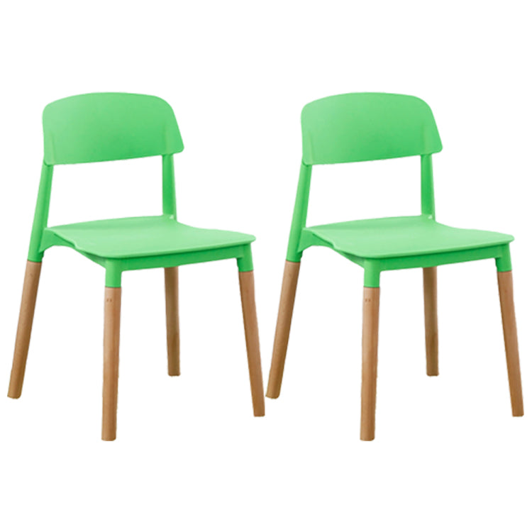 Silla de comedor sin brazos de plástico para el hogar, respaldo abierto, sillas laterales con patas de madera