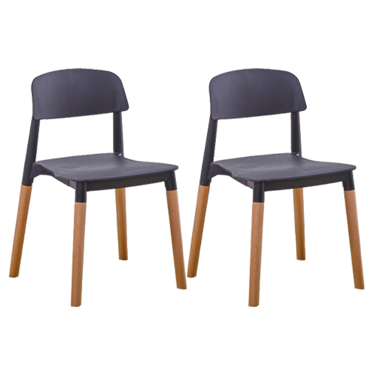 Silla de comedor sin brazos de plástico para el hogar, respaldo abierto, sillas laterales con patas de madera