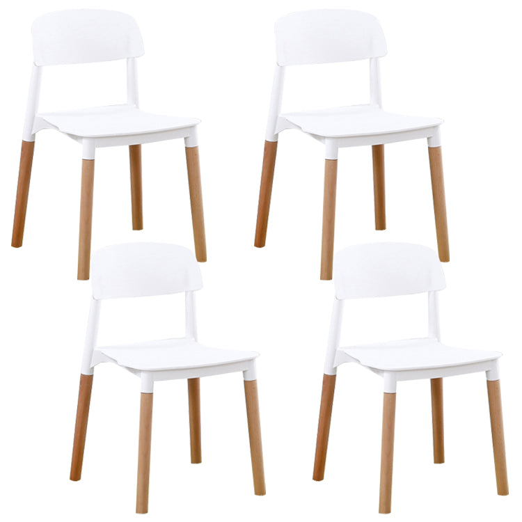 Silla de comedor sin brazos de plástico para el hogar, respaldo abierto, sillas laterales con patas de madera