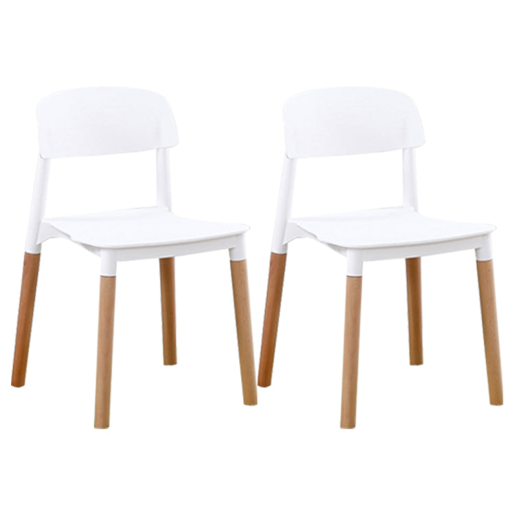 Silla de comedor sin brazos de plástico para el hogar, respaldo abierto, sillas laterales con patas de madera
