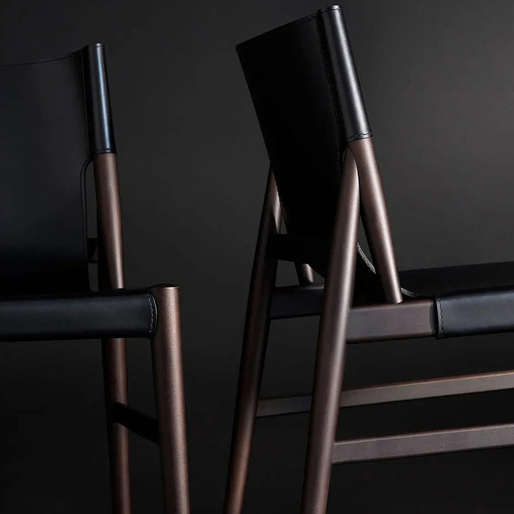 Sillas de comedor sin brazos de cuero, sillas laterales tapizadas en casa con patas de madera