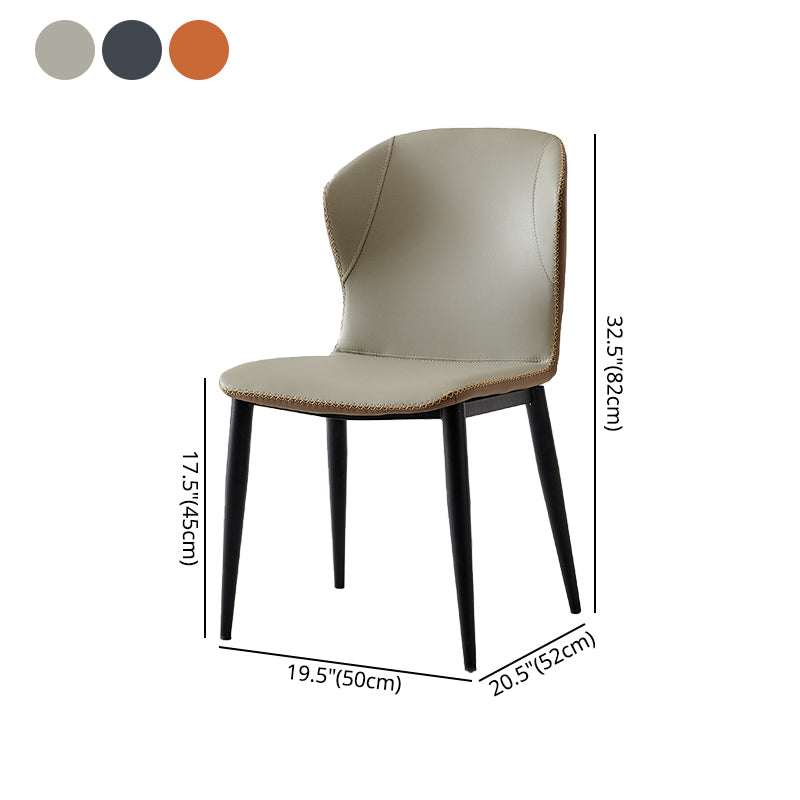 Silla lateral casera industrial Silla de comedor tapizada de metal con respaldo lateral