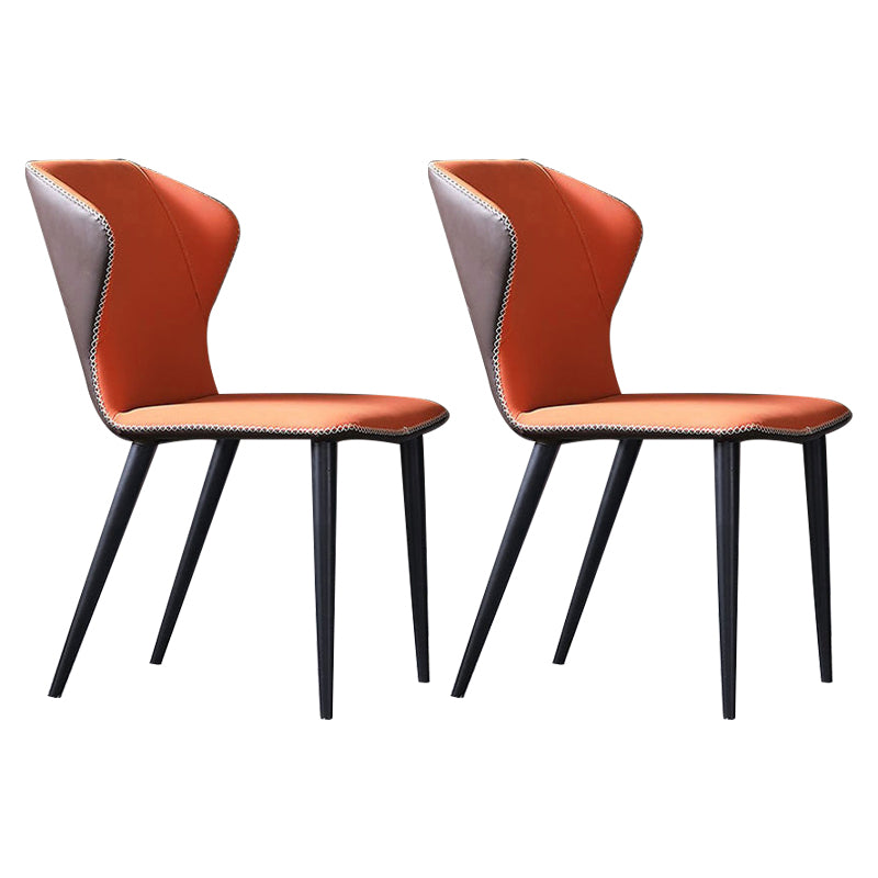 Silla lateral interior industrial Wingback Silla de comedor tapizada de metal