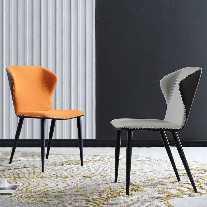 Silla lateral interior industrial Wingback Silla de comedor tapizada de metal
