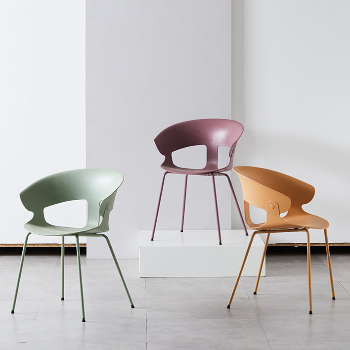 Sillón de comedor de metal industrial, sillas de comedor de plástico para uso en restaurantes