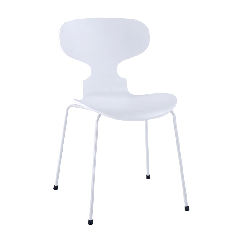 Silla lateral casera contemporánea Silla de comedor tapizada de metal con respaldo sólido