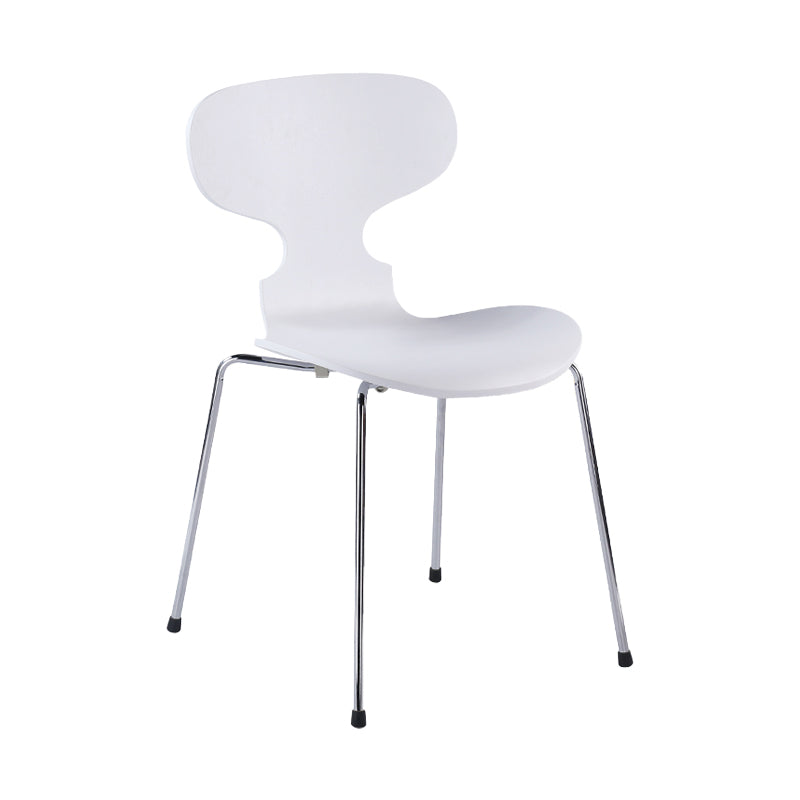 Silla lateral casera contemporánea Silla de comedor tapizada de metal con respaldo sólido